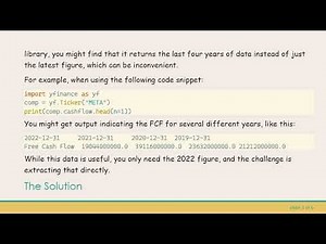 Extracting the Most Recent Free Cash Flow with Yahoo Finance in Python