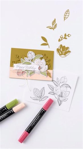 15K views · 265 reactions | In an artistic mood? Create a floral masterpiece with the Magnolia Mood Bundle. How?  Pair the stamped images with the floral die cuts.  Color the images with Stampin’ Blends.  Assemble the pieces together on a card front. Wanna try it out? Shop the Magnolia Mood Bundle by clicking here: https://bit.ly/MagnoliaMoodBundle | Stampin' Up! | Facebook