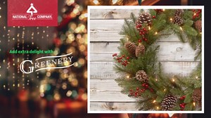 National Tree Company First Traditions Pre-Lit Christmas Wreath and Two Garlands with Berries and Pinecones, Warm White LED Lights, 9 ft