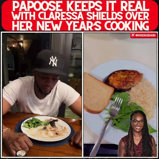 Papoose plays food critic with Claressa Shields’ New Years dinner 😅 Y’all grabbing a plate ⁉️⬇️ #papoose #claressashields #dinner