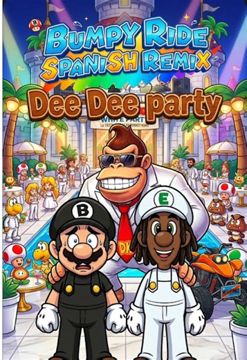 DEE DEE PARTY CON @𝑬𝒓𝒏𝒆𝒔 𝑾𝒓𝒍𝒅 & @b3rlanga EN SU BUMPY RIDE! 🧴🙊🍄 La gira de estos cantantes a través del bumpy ride supone un gran número de obstáculos e imprevistos. Por suerte, sus destinos se cruzarán con el del millonario más fiestero de la industria musical: Dee Dee Kombs Dicen que sus white parties son únicas e irrepetibles... ¿Podrán decir lo mismo estos dos artistas emergentes? #fiesta #supermariogalaxymovie #supermario #donkeykong#bumpyridee
