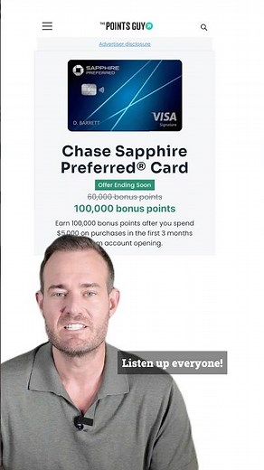 Chase Sapphire Preferred® Card | 100k Offer Last Chance