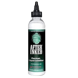 After Inked Liquid Solidifier - Fast & Super Absorbent Polymer Powder for Tattoo Ink & Paint Waste Disposal, Prompt Liquid Hardener for Tattoo Cleanup, Easy-to-Use Ink Solidifier - Solidifies Up to 6L