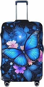 Butterfly Luggage Cover for Suitcase Elastic Non Scratch Travel Protector Travel Washable Suitcase Cover Fits 18-32 Inch Luggage
