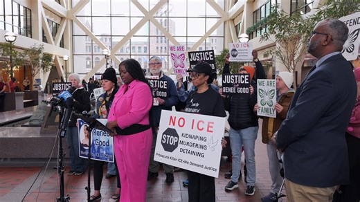 Community leaders and civil rights advocates gathered following the killing of Renee Good, a 37-year-old mother, who was fatally shot by an ICE agent during a federal enforcement operation in south Minneapolis. Eyewitness testimony and video evidence were cited as advocates called for transparency, release of all relevant footage, and immediate accountability. | Minnesota Spokesman-Recorder