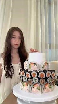 i made a sushi cake 🍣 #sushi #cake #food #birthday