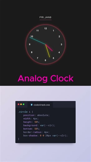 Create an Analog Clock ⏰ using JavaScript | Web Dev Day 11 #shorts#clock#webdevelopment#foryou#trend