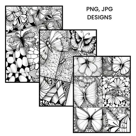 Zentangle Butterfly Drawing Sheets — Printable Practice for Relaxation
