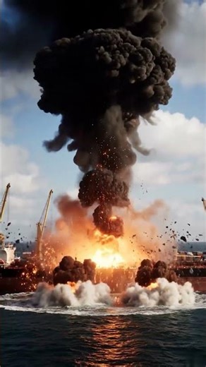 Seconds of Chaos: A Massive Oil Tanker Explosion Caught on Camera. 😲👇 Don't Miss it.