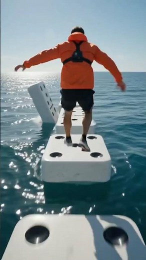 Running on Falling Dominoes 😱 #shortsfeed #ocean #automobile #funny #beach #surf