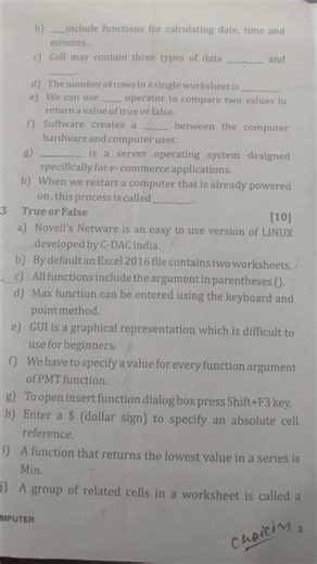 ICSE class 8, Previous year question paper of Computer