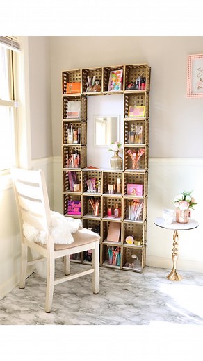 Bethany (Bargain Bethany) on Instagram: "Dollar Tree Makeup Vanity using Dollar Tree Crates! @dollartree @dollartree.goodies5 #dollartree #dollartreefinds #dollartreediys #organization #organizationhacks"