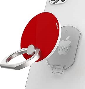 iRing Pop, Made in Korea, Wireless Charging Friendly Phone Holder - Cell Phone Ring Grip Finger Holder and Stand Compatible with iPhone 12,13 & 14 Series, Galaxy, and Other Smartphones (Red)