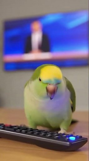 Parrot Turns On the TV… And Starts Watching the News 😂