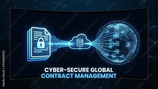 Cyber secure global contract management platform encrypted document data cloud contract management system syncing encrypted document workflow to cloud database global platform management and secure