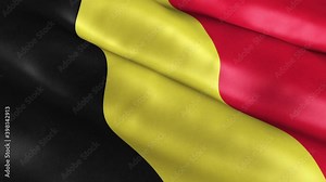 Belgium National Flag Country Banner Waving 3D Loop Animation.