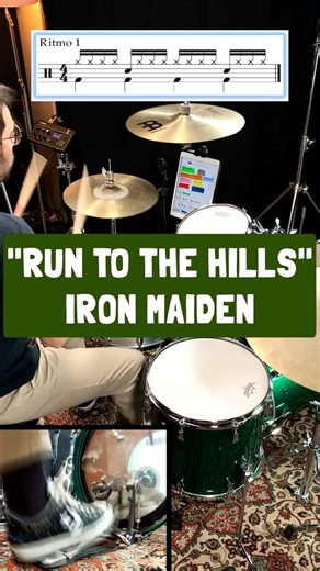 🥁Aprende a tocar "RUN TO THE HILLS" de Iron Maiden #runtothehills #ironmaiden #drummer #drumcover
