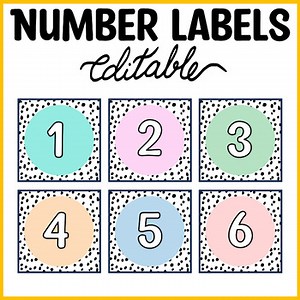 Printable Boho Number Labels, Classroom Calendar Number, Editable Numbers