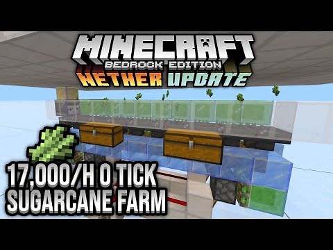 17,000/h Industrial 0 Tick Sugarcane Farm Minecraft Bedrock Tutorial 1.16 Nether Update