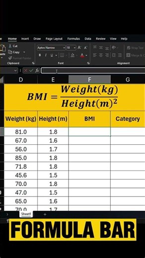Body Mass Index in Excel! #WalterWhite #stats #ai #aiagents #breakingbad #Alethea #excel #microsoft