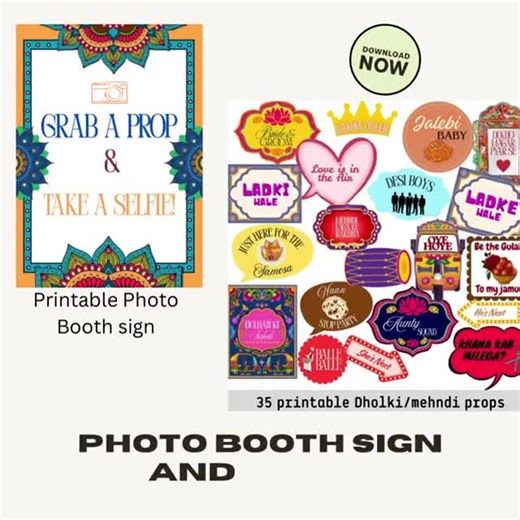 Dholki Mehndi Photo Booth Props Desi Wedding Props Party Printable Indian Pakistani Props Desi Sign Decor Editable Template - Etsy UK