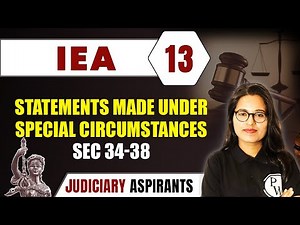 IEA 13 | Statements Made Under Special Circumstances Sec 34-38 | CLAT, LLB & Judiciary Aspirants