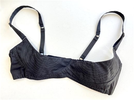 Handmade Retro Bullet Bra – 1940s 1950s Black Wireless Cage Shelf Bra, 1/4 Cup Cone Circle Stitch - Etsy