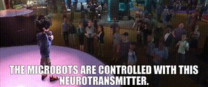 The microbots are controlled with this neurotransmitter.