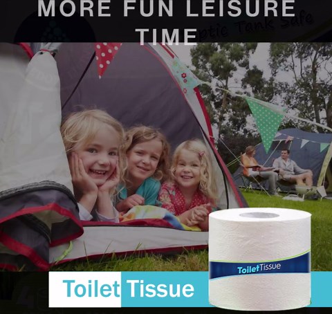 Septic Tank Safe Toilet Tissue for Campers and RVs Biodegradable Marine Toilet Paper for Boats, Fragrance-Free 2-Ply RV Toilet Paper (4 Rolls, 500 Sheets Each)