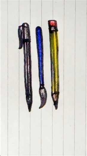 How to draw a pen, brush and pencil #drawing