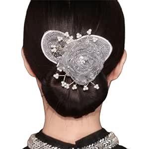 Ball Hair Clip, Flower Bun Roller, Lazy Hair Curler, Easy Fast Snap Roll Hair Tool for Stewardess Banks Hotels Restaurant Staff (Gray)