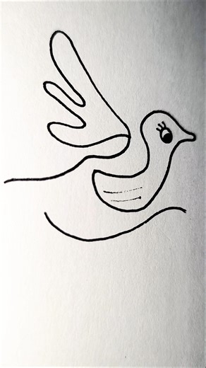 bird outline drawing easy and simple l how to draw l #birds #chidiya #art