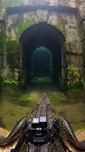 Crocodile POV Enters a Hidden Ancient Tunnel Beneath the Nile River