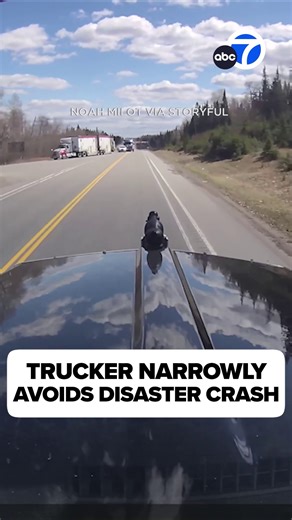 23K views · 191 reactions | WILD: A Canadian trucker said he saw his life flash before his eyes after narrowly avoiding a disaster crash on a highway. | ABC7 | Facebook