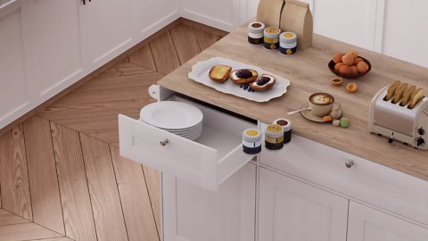 Kitchen Island with Storage, Rolling Kitchen Island Cart on Wheels with Drop Leaf Breakfast Bar Table, Portable Kitchen Islands with Trash Can Storage, Power Outlet, Towel Rack, Spice Rack, White