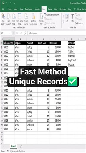 Excel tip advanced filter unique values #shorts #excel