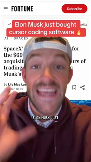 Elon Musk just bought Cursor for $60,000,000,000.Not an AI image generator. Not a chatbot. A tool that writes real, deployable code — landing pages, web apps, full-stack software — using Claude, GPT, and Gemini simultaneously.SpaceX didn't buy this for fun.They bought it to build the software stack for a multi-planetary civilization.Here's what that means in plain terms:→ Cursor lets non-engineers ship production code in hours, not months → It runs multiple AI models at once — you pick the best