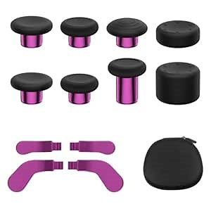 KD.FLY 13-in-1 Metal Thumbsticks Replacement Kits for Xbox Elite Series 2, X-box Elite 2 Controller Accessories, Includes Magnetic Joysticks, Paddles, Silicone Caps, Storage Bag, Magenta