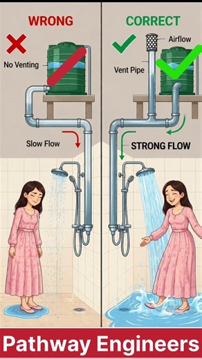 Boost Your Shower Pressure Instantly | Vent Pipe Trick Explained By Pathway Engineers #ytshorts