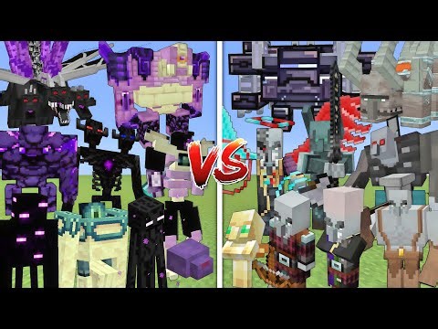ALL MUTANT ENDERMANS VS ALL MUTANT PILLAGERS ALLIANCE MOBS BATTLE IN MINECRAFT