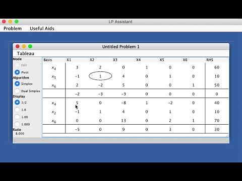 V3-16-LPA-v2. Linear Programming. Simplex Tableau, LP Assistant demo, part 2.
