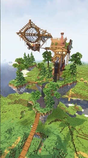 Minecraft flying islands steampunk building #minecraft