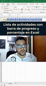 4.8K views · 166 reactions | Lista de actividades con barra de progreso y porcentaje en Excel #Excel #Microsoft Curso Profesional de Excel: Manejo de Datos, Funciones, Tablas Dinámicas, Seguridad, Finanzas, Macros, Power Query, Power Pivot ,Power Map, Solver, Dashboard, PSeInt y VBA https://eduky.co/sp/landing-page/ | Eduky | Facebook