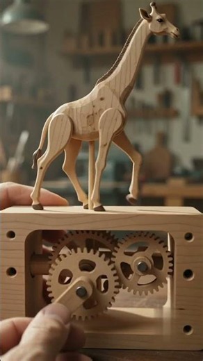 Building a Wooden Giraffe Automaton — Hand-Painted Details (ASMR) #woodworking #asmr #satisfying