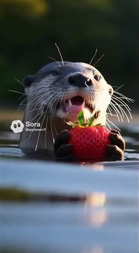 Otter Goes CRAZY for a Single Strawberry! 🍓