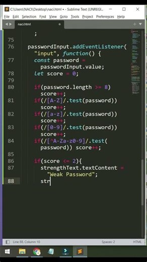 Build Password Strength Checker in JavaScript | #shorts