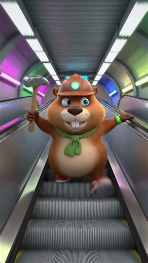 Beaver vs The Subway Escalator 🦫⬆️🚇 #CityChaos #CartoonLOL
