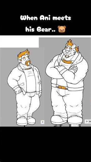 When Ani meets his Bear.. 🐻 #Drawing #OC #Furry #FurryBara #HiPaint