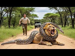 Unglaublicher Kampf Löwe gegen Python!