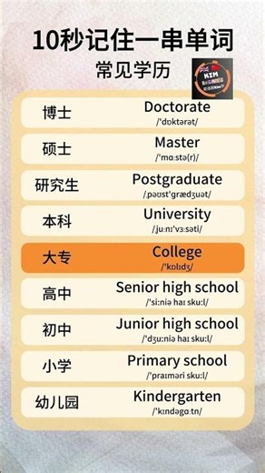 Kim’s English | Learn Education Levels Vocabulary in 10 Seconds! | Master Common Academic Terms E...